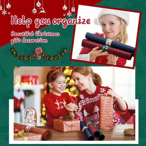 Lewtemi Christmas Wrapping Paper Roll Holder Clips - 24 Pcs | 12 Designs for Easy Holiday Gift Organization