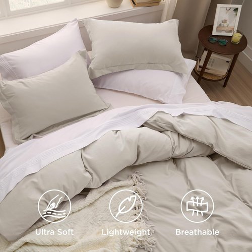 Bedsure King Duvet Cover Set - Extra Soft Prewashed Cotton-Like Polyester, 120x98 Inches with Zipper Closure & 2 Pillow Shams
