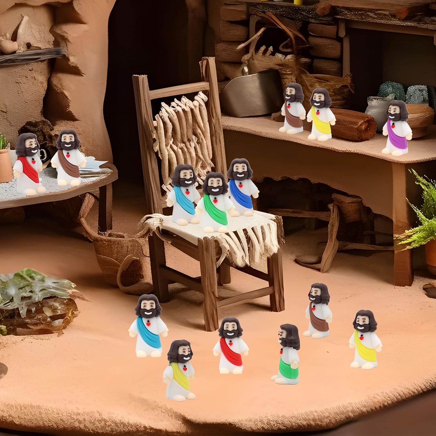 Owurha Mini Jesus Figurines - 100 Pcs Original Design for Religious Parties & Easter Gifts
