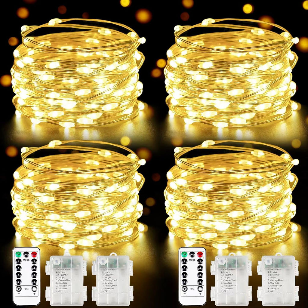 Skiennix 100 LED Fairy Lights - Waterproof 33FT Twinkle String Lights with Remote & Timer | Warm White