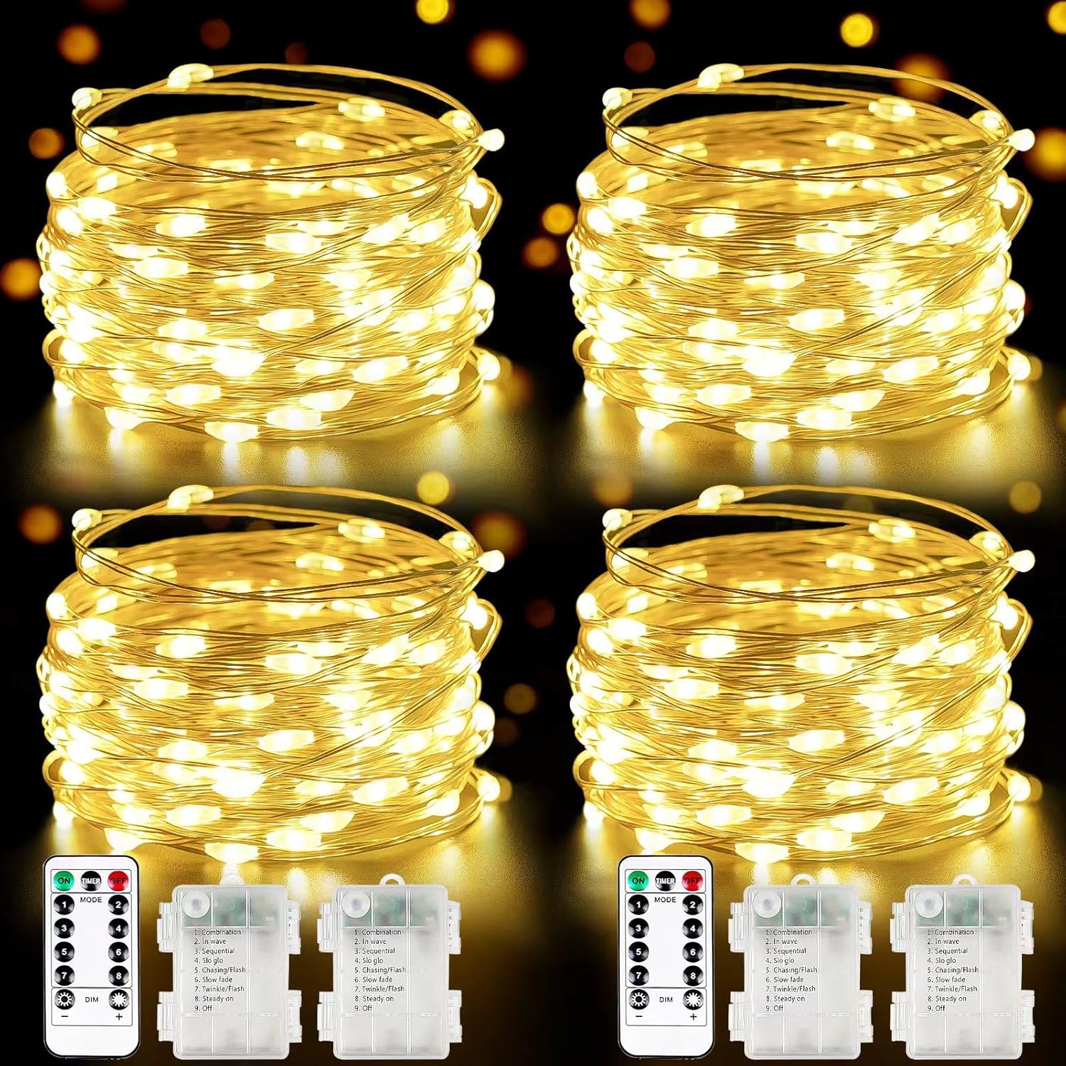 Skiennix 100 LED Fairy Lights - Waterproof 33FT Twinkle String Lights with Remote & Timer | Warm White
