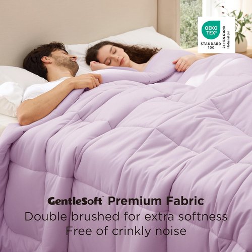 Bedsure Comforter Duvet Insert - Oversized King Size, GentleSoft Down Alternative, Light Purple, All Season 116x98 Inches
