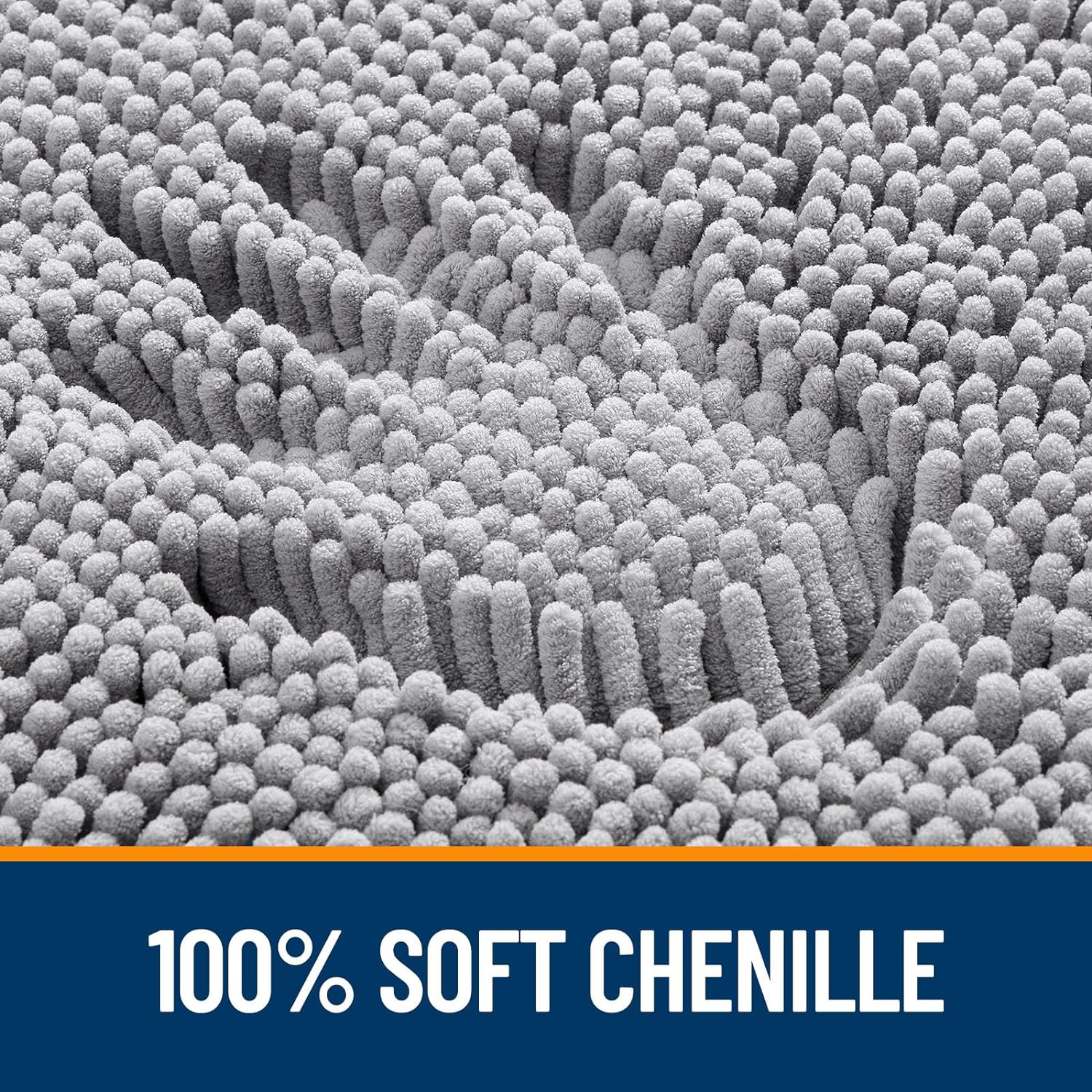 OLANLY Bathroom Rugs - Extra Soft Chenille Bath Mats | Quick-Dry, Machine Washable, 47x24, Grey