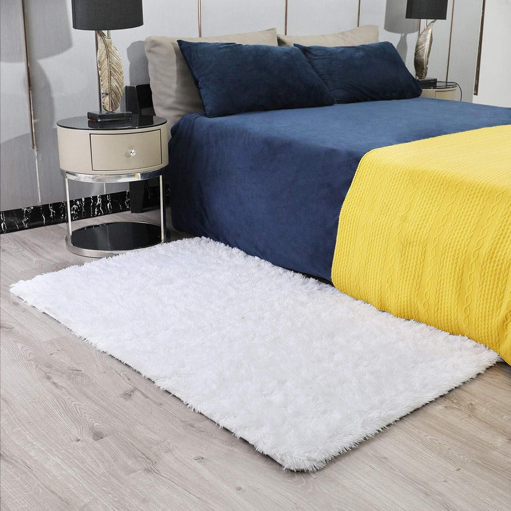 Ophanie White Shaggy Area Rug - Fluffy Soft Carpet for Bedroom & Nursery | 3x5 Small Plush Design