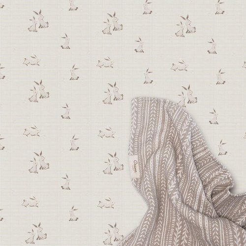 Crane Baby Organic Cotton Crib Sheet - Soft, Breathable, Gender Neutral Bunny Design