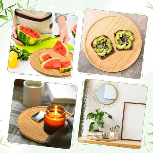 Meanplan 12 Pcs Charcuterie Board Bulk Round Wood Trays Bamboo Serving Platter with Rim Polished Wooden Vegetable Platter for Holding Fruit Bread Pizza Party Decor (11.8 Inch)