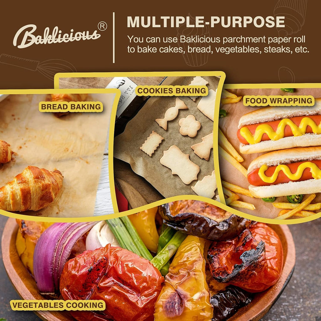 Unbleached Parchment Paper Roll - Non-Stick Baking Paper for Bread & Cookies | 15" x 210 Ft