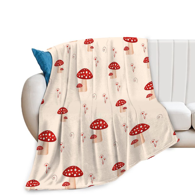 remzoke Mushroom Blanket for Girl Women Soft Warm Red Mushroom Stuff Decor Fleece Throw Blanket Plush Cozy Mushroom Lightweight Flannel Gifts Blankets for Adults Kids 80''X60''
