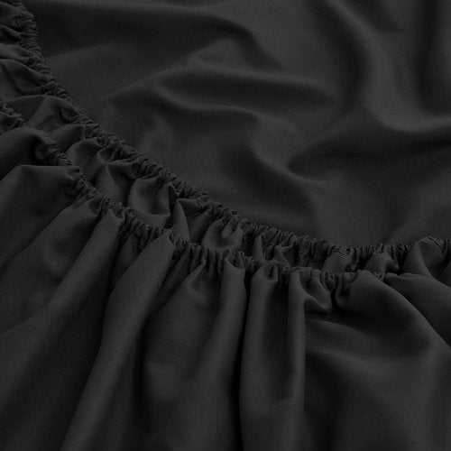 **LINENLINE Full Sheet Set - 6-Piece Cooling Bamboo Rayon Sheets with 4 Pillowcases | Soft, Breathable, 16" Deep Pocket - Black**