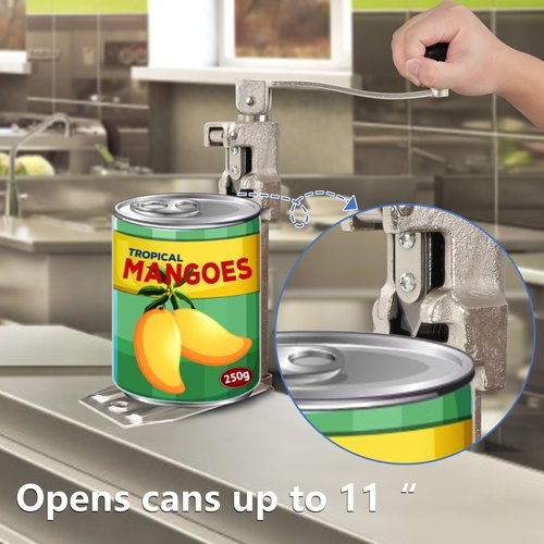 MoHern Commercial Can Opener Heavy Duty, Industrial Can Opener for #10 Cans, Manual Can Opener with Plated Steel Base for Restaurant, Food Store, Hotel, Bar, Home up to 11’’