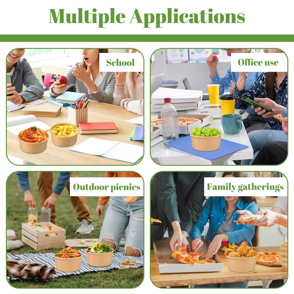 Prgery 25 oz 50 Pack Disposable Meal Prep Containers with Lids, Paper Bowls with Lids, Soup Containers with Lids, Paper Food Containers with Lid, Party Supplies for Hot/Cold Food, Soup, Ice Cream