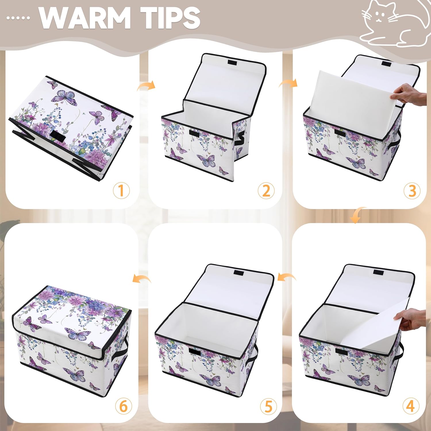 Skiennix Stackable Clothes Storage Bins - Fabric Organizers with Lids | 3 Pack for Home & Office