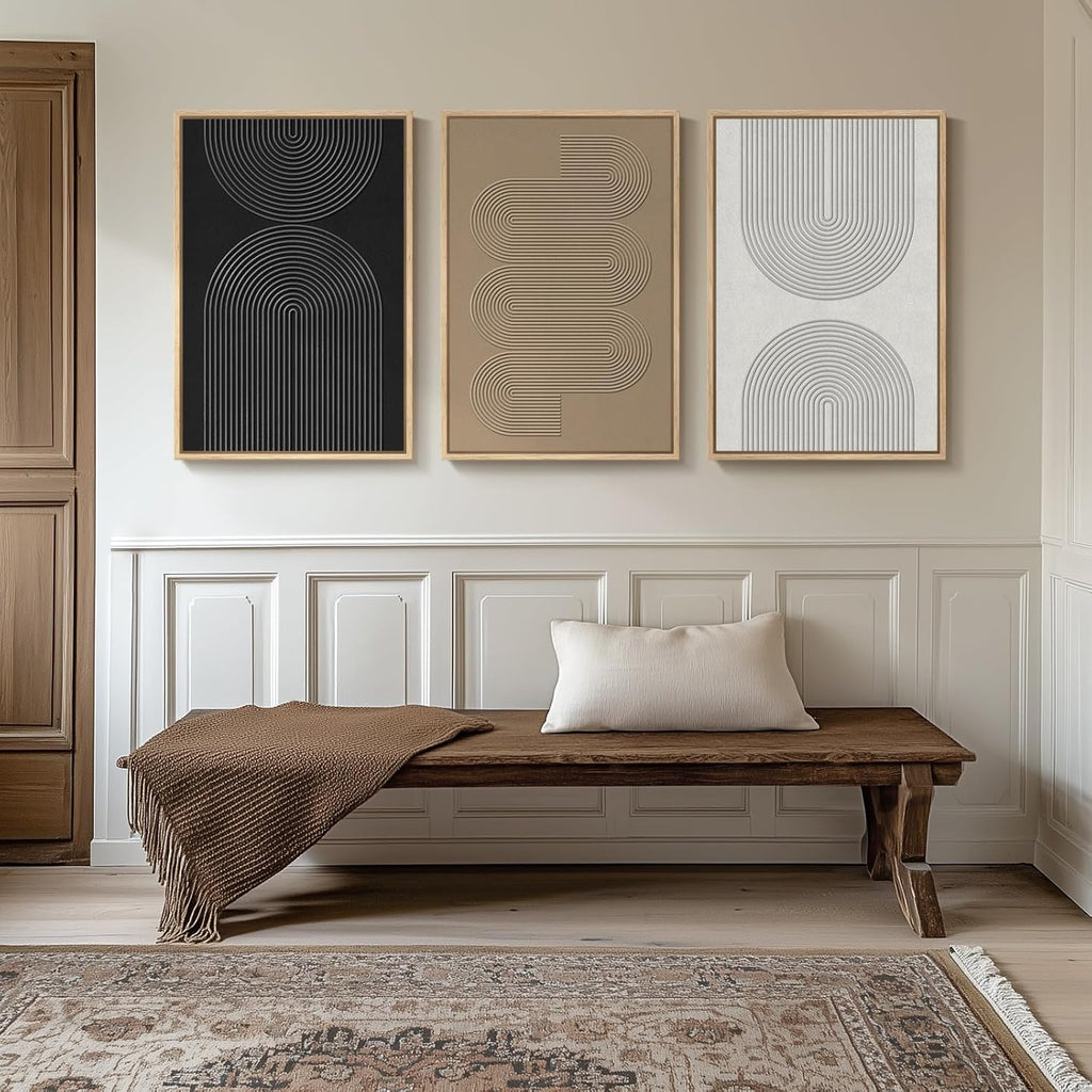 Regine Switzerland Large 3D Textured Boho Wall Art Set - 3 Modern Abstract Paintings for Living Room & Entryway Decor