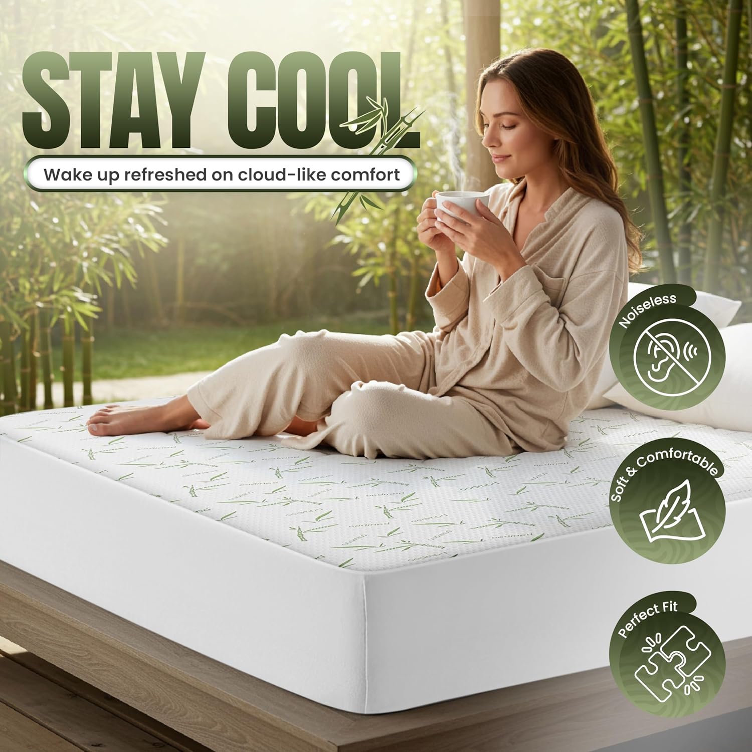 Utopia Bedding Waterproof Mattress Protector - Premium 200 GSM Bamboo Viscose | Full Size, Soft & Breathable