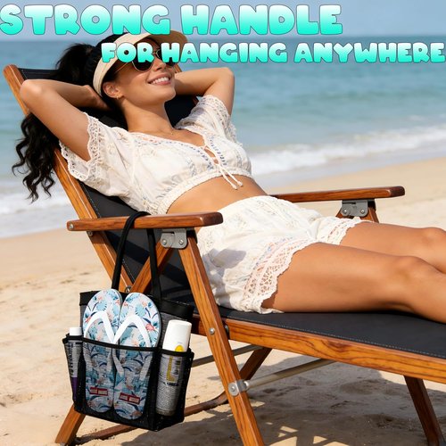 Attmu Mesh Shower Caddy - Portable College Dorm Organizer with 8 Pockets | Quick-Dry Hanging Bathroom Bag