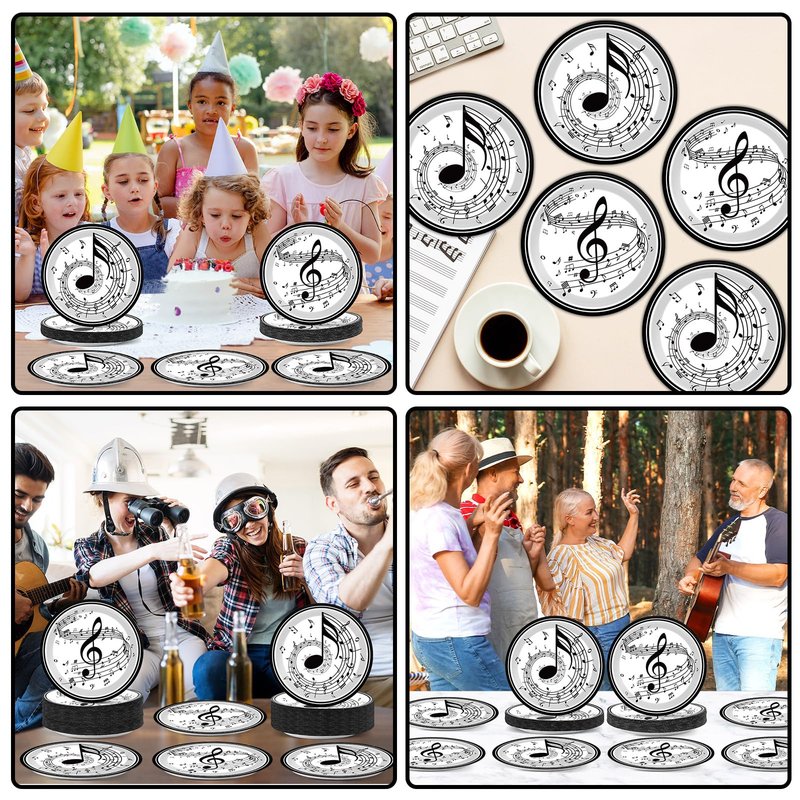 100pcs 7inch Musical Note Plates Music Themed Tableware Newborn Baby Shower Musical Notes Disposable Paper Dinnerware for Picnic Dessert Kids Party Baby Shower Birthday Music Party Decorations