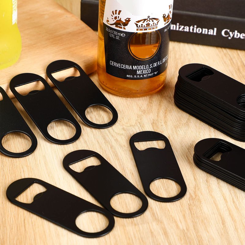 Remerry 50 Pcs Bottle Openers Stainless Steel Flat Bottle Opener Bulk 3.4 x 1.3 Inches Bartender Beer Key Soda Can Mini Speed for Kitchen, Bar or Restaurant