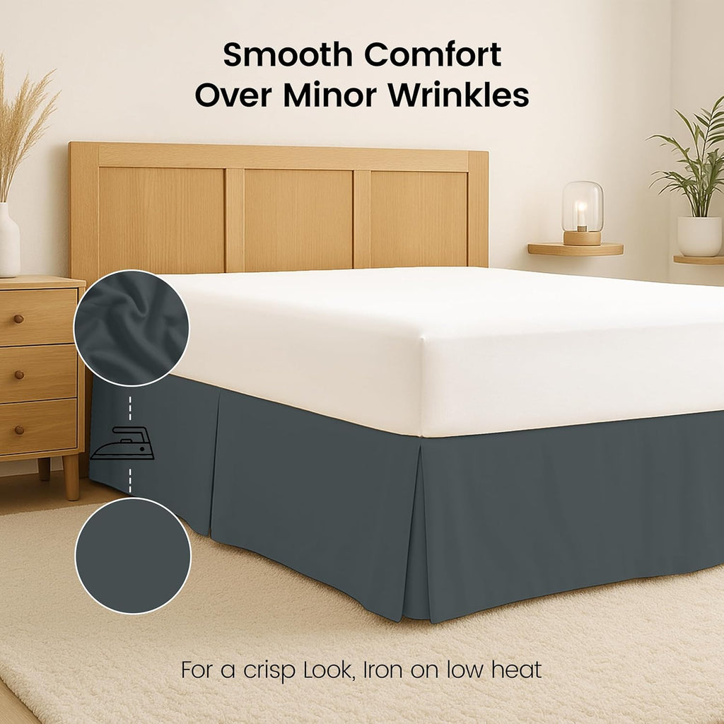Utopia Bedding Queen Bed Skirt - Soft Quadruple Pleated Ruffle - 16-Inch Tailored Drop | Hotel Quality, Grey