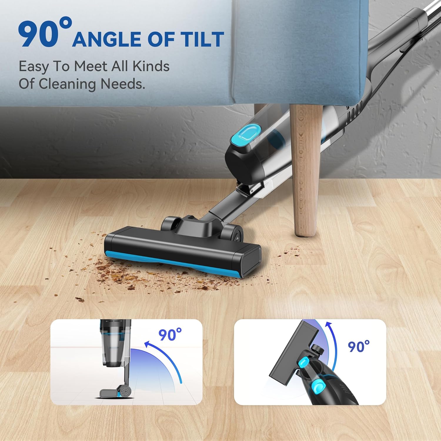 Vazone R6X Corded Stick Vacuum - 20Kpa Powerful Suction | 16Ft Cord, 2-in-1 Handheld for Pet Hair & Hardwood Floors