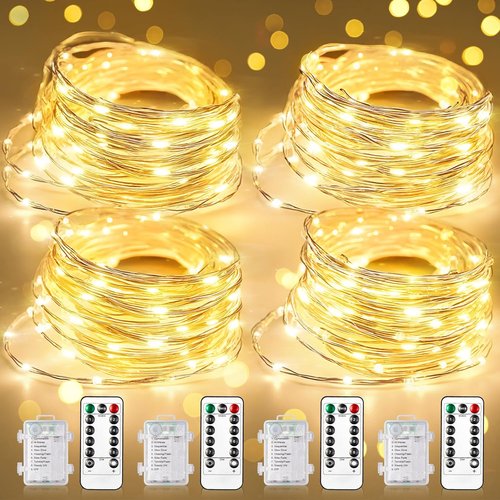Fairy Lights 33Ft | 100 LED Battery Operated Twinkle Lights with Remote & Timer - Waterproof for Weddings & Decor