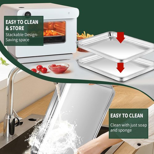 CEKEE 10-Inch Stainless Steel Baking Sheet Set - 4-Piece with Wire Racks, Rust & Warp Resistant