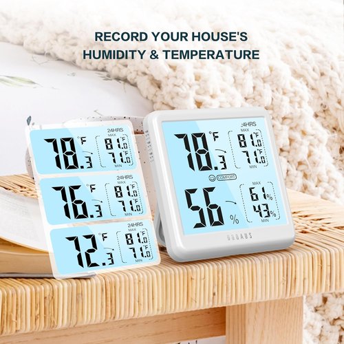 DOQAUS Digital Hygrometer - Indoor Thermometer with Fast Refresh & Max/Min Records | White