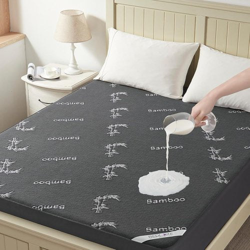BEDLORE King Size Waterproof Mattress Protector - Soft Bamboo Viscose Fitted Cover | Breathable & Noiseless, Machine Washable (Gray)