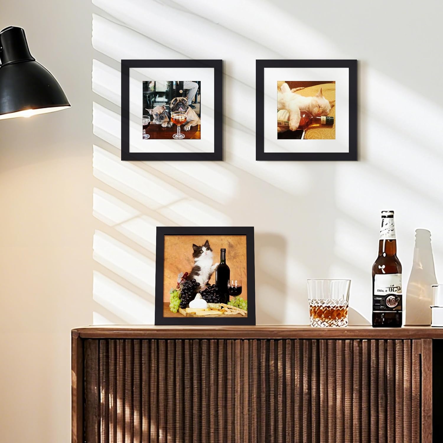 Upsimples 7x7 Picture Frame - Display 5x5 Photos with Mat or 7x7 Without - Black, 1 Pack