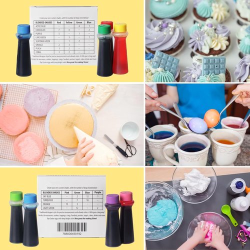 B. Sprinklin Liquid Food Coloring Kit - Vibrant Neon & Regular Colors for Crafts | 8 Bottles, 0.3 fl oz