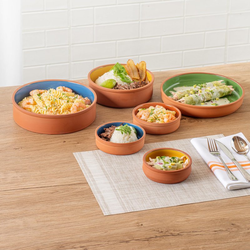 Restaurantware-Terra Tek 8.5 Ounce Terracotta Cazuelas, 10 Yellow Glazed Clay Pots For Cooking - Oven-Ready, Microwavable, Terracotta Serving Pots, Dishwashable, For Cooking And Serving
