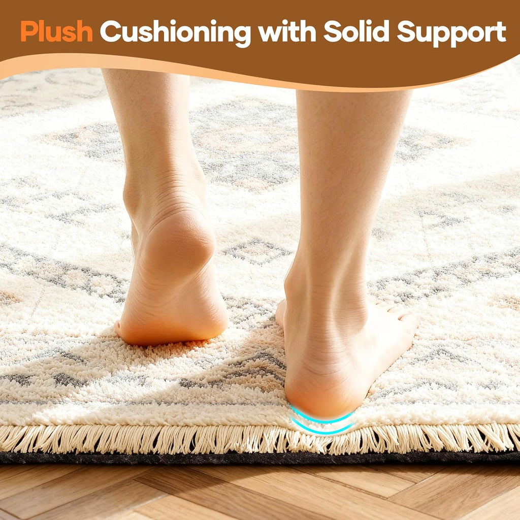 Veken 5 Ft Round Non-Slip Rug Pad - Cushioned Felt & Silicone Backing, 1/4 Inch Thick for Hardwood Floors