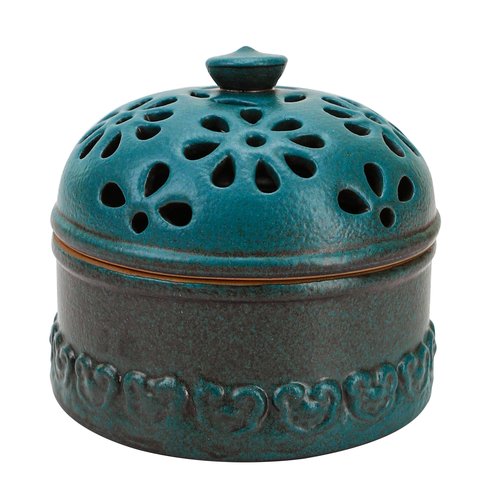 Peacock Blue Garlic Keeper for Counter Small, Ceramic Storage Jar & Garlic Holder for Friends Who Like Cooking, Garlic Container Saver for Kitchen, Keep Your Garlic Cloves Fresh Longer, 3-Inch