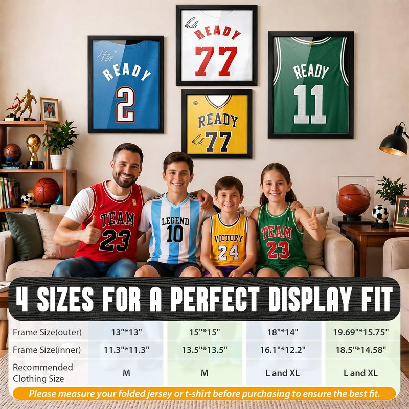 3 Pack T Shirt Display Frame, 11.3'' X 11.3'' Black Imitation Wood T Shirt Frame with 98% UV Protection Acrylic, 1" Depth of Usable Space Shadow Box, Display Case for Shirts, Jerseys, Memorabilia