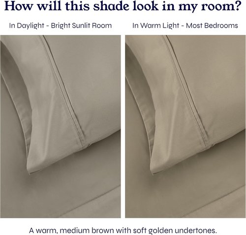 California Design Den Pillowcase Set - 400 Thread Count 100% Cotton Sateen, Soft & Breathable | Queen Size, Taupe