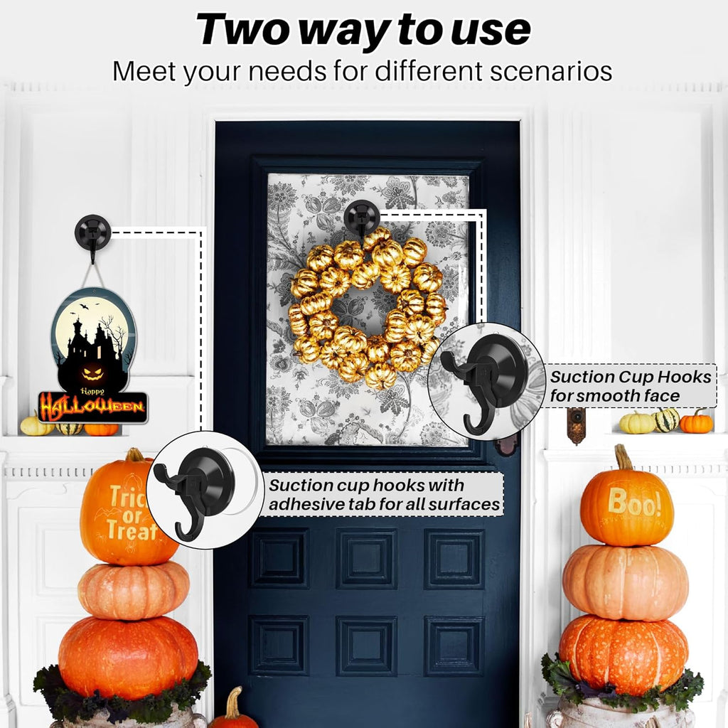 Skiennix Wreath Door Hanger - Heavy Duty Suction Cup Hooks | Removable Holders for Front Door & Window, 11 Lbs Capacity