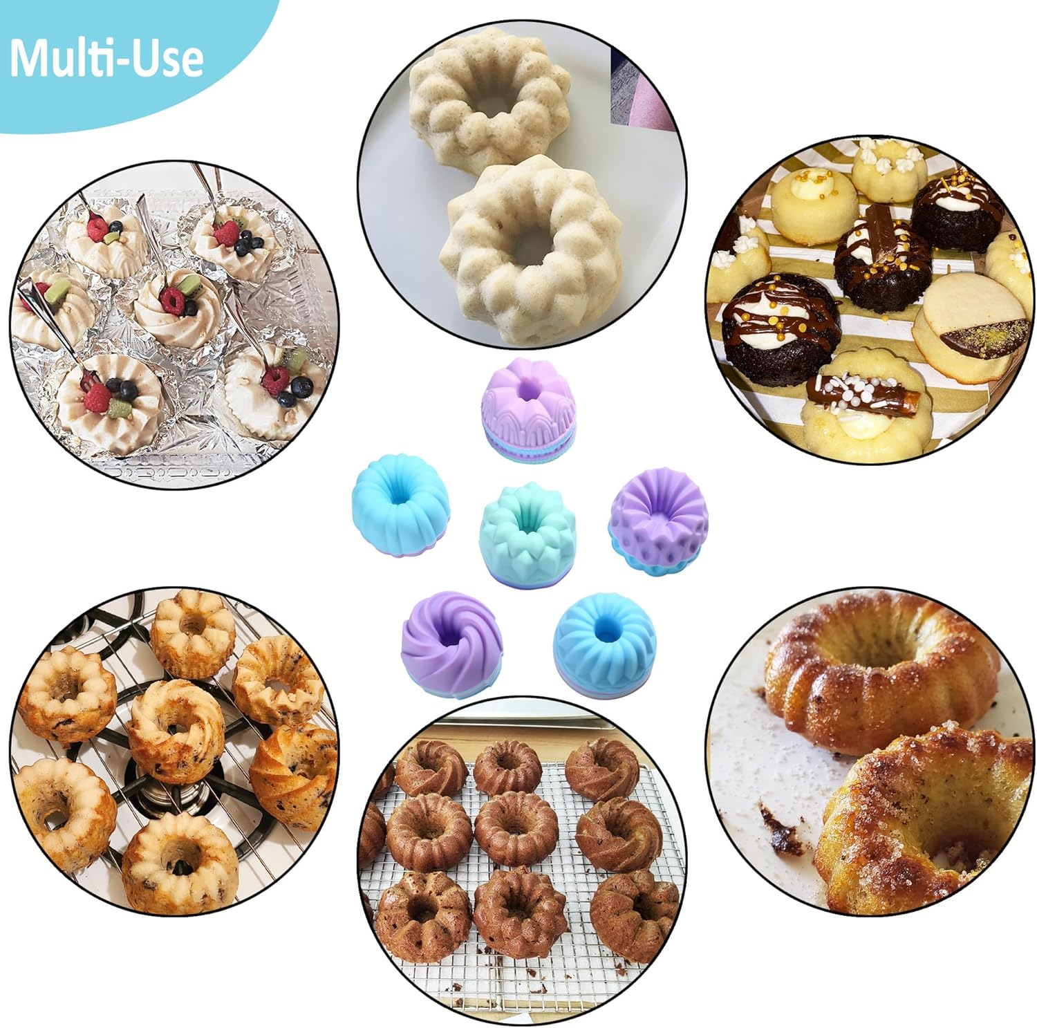 Tongjude Silicone Bakeware Set - 51 Pieces Non-Stick Baking Pans with Muffin, Cake, and Loaf Molds