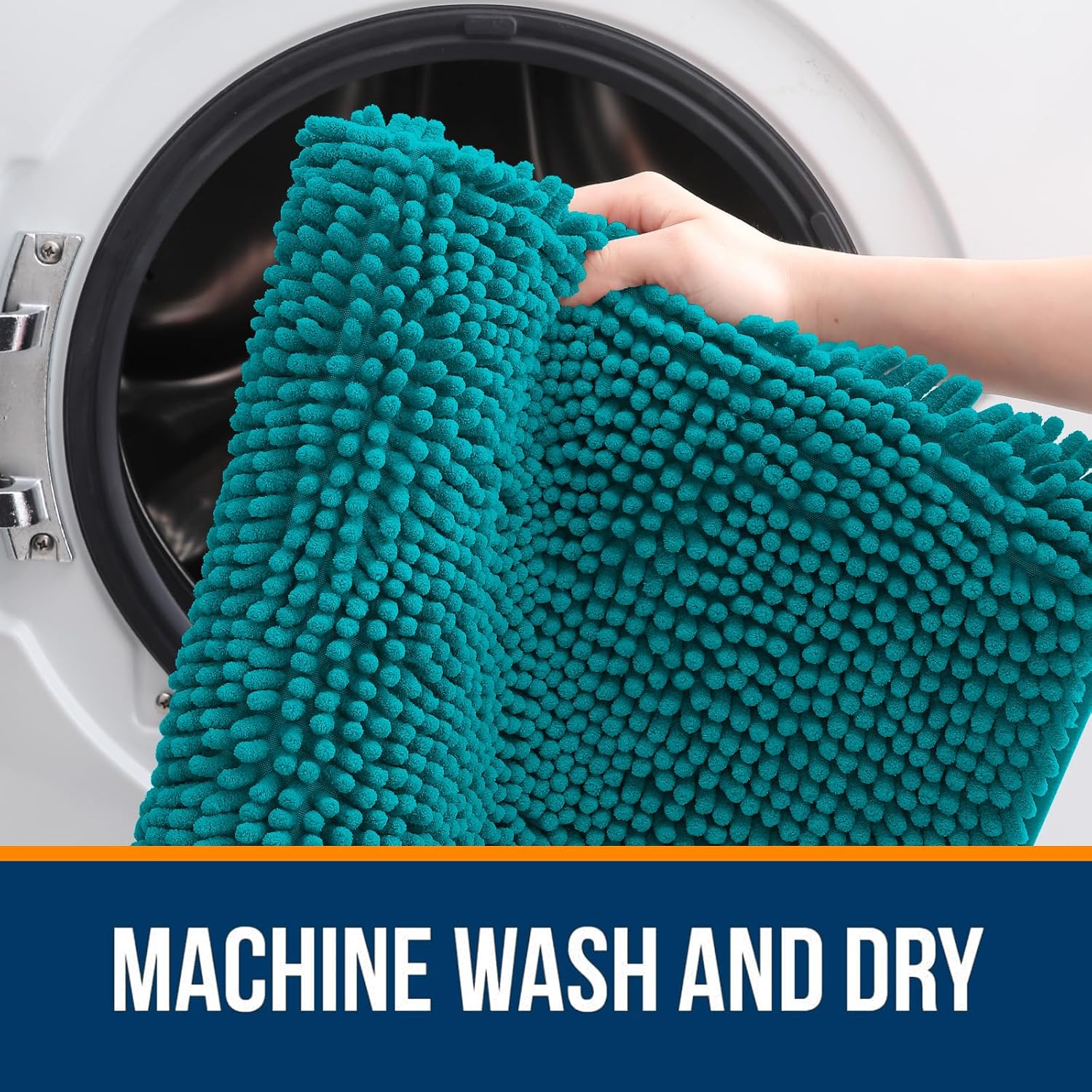 OLANLY Bathroom Rugs - Extra Soft Chenille Bath Mats with Rubber Backing | 40x32, Quick Dry, Deep Lake