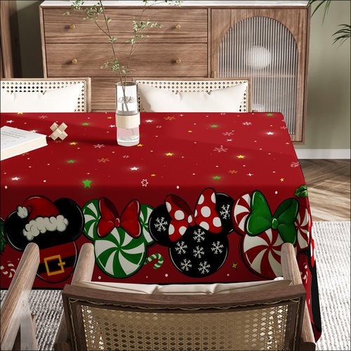 Christmas Tablecloth Rectangle Mouse Table Cover New Year Winter Xmas Table Decor Waterproof Christmas Decorations for Home Party