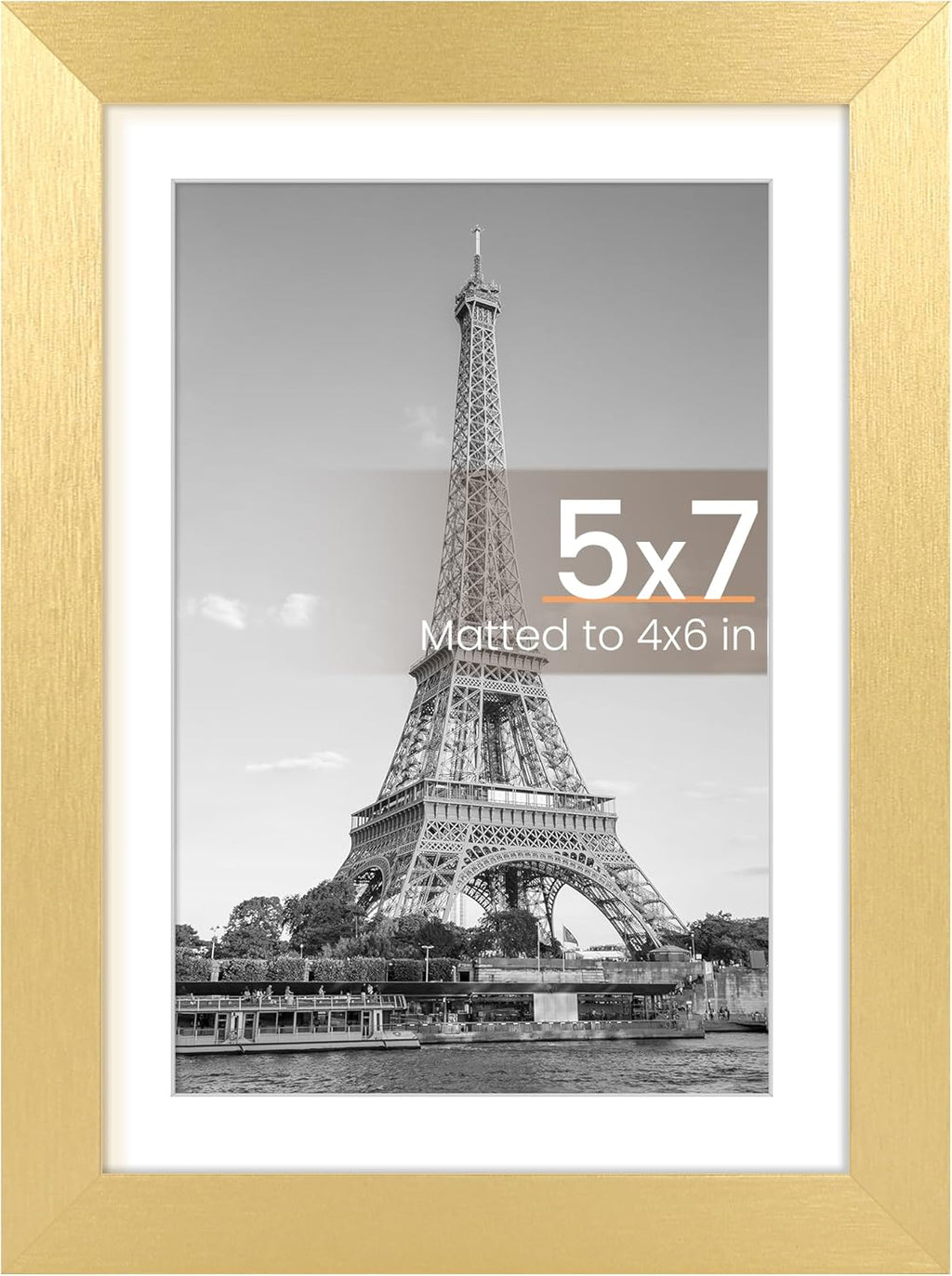 Upsimples 5x7 Picture Frame - Elegant Gold Wall Hanging Frame for 4x6 or 5x7 Photos | 1 Pack