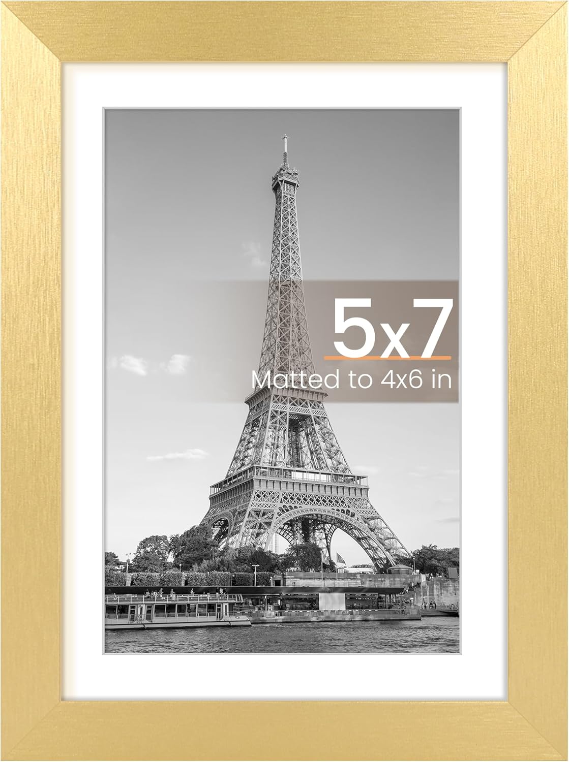 Upsimples 5x7 Picture Frame - Elegant Gold Wall Hanging Frame for 4x6 or 5x7 Photos | 1 Pack