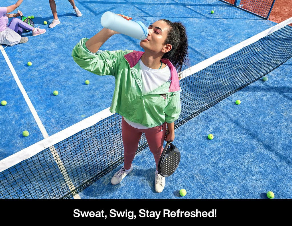 POWCAN 26 oz Insulated Water Bottle - 2-in-1 Straw & Spout Lid, Leak-Proof, Fits Car Cup Holder