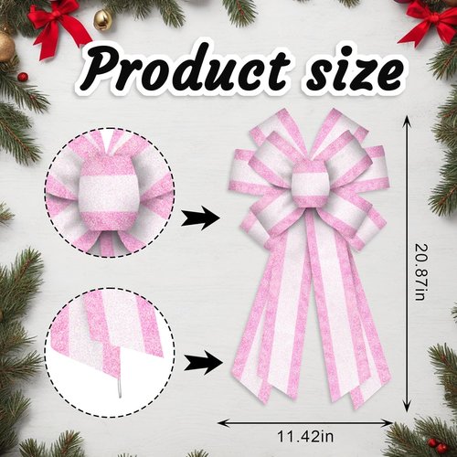 Luxury Glittery Pink & White Valentine's Day Wreath Bow - Extra Large 11.42x20.87 Inch Decor for Doors & Trees