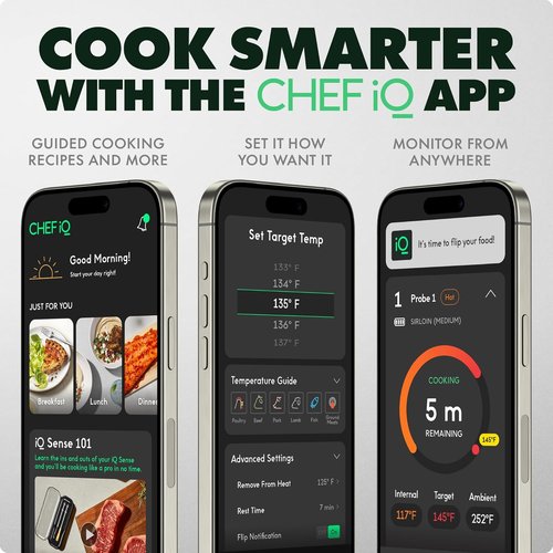CHEF iQ Sense | Smart Wireless Meat Thermometer | Ultra-Thin Probe with WiFi | 1000°F Heat Safe | Perfect for BBQ, Grill, Oven & Smoker