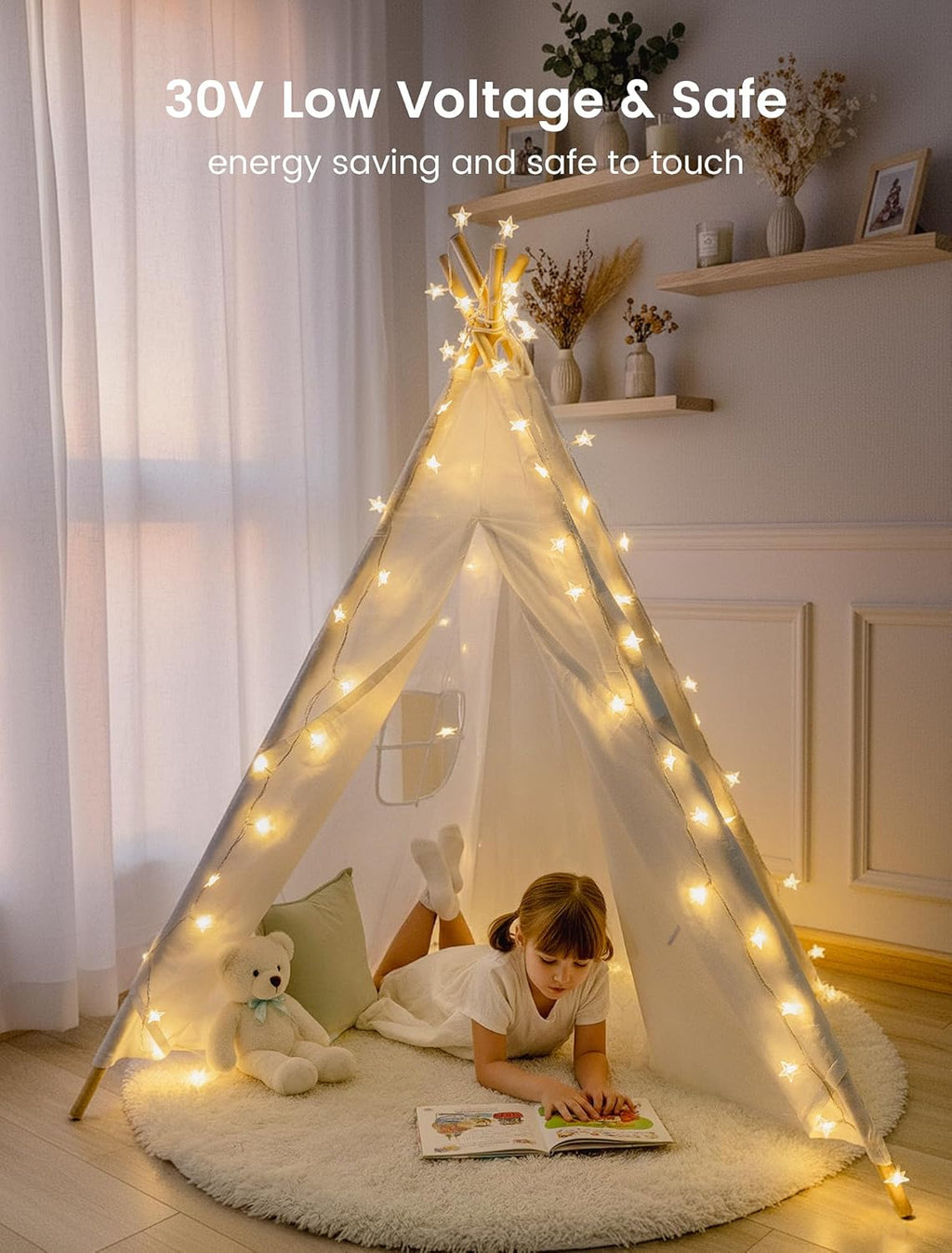 Star String Lights - 39ft 100 LED Fairy Lights with Remote | Waterproof Indoor Outdoor Decor - Warm White