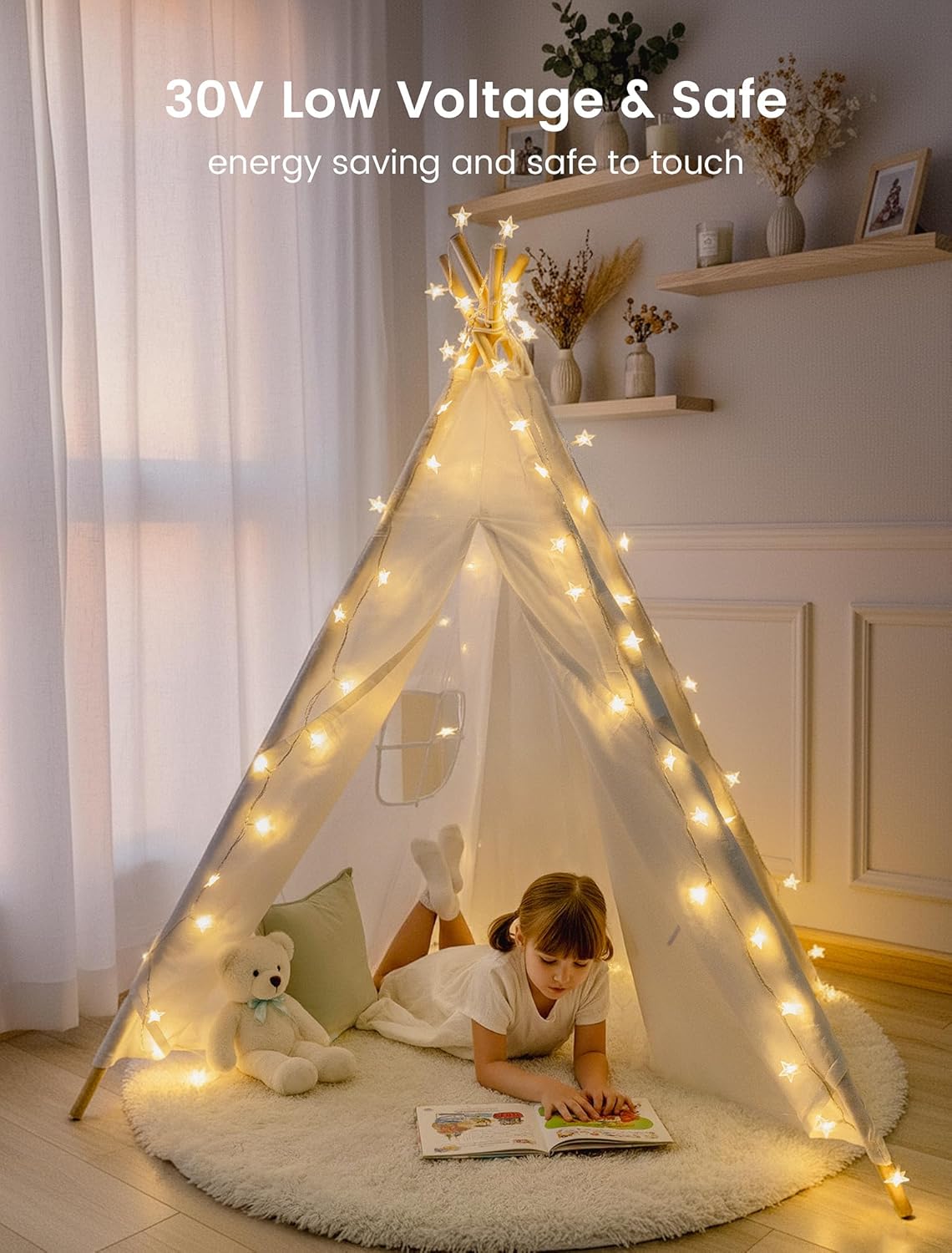 Star String Lights - 39ft 100 LED Fairy Lights with Remote | Waterproof Indoor Outdoor Decor - Warm White