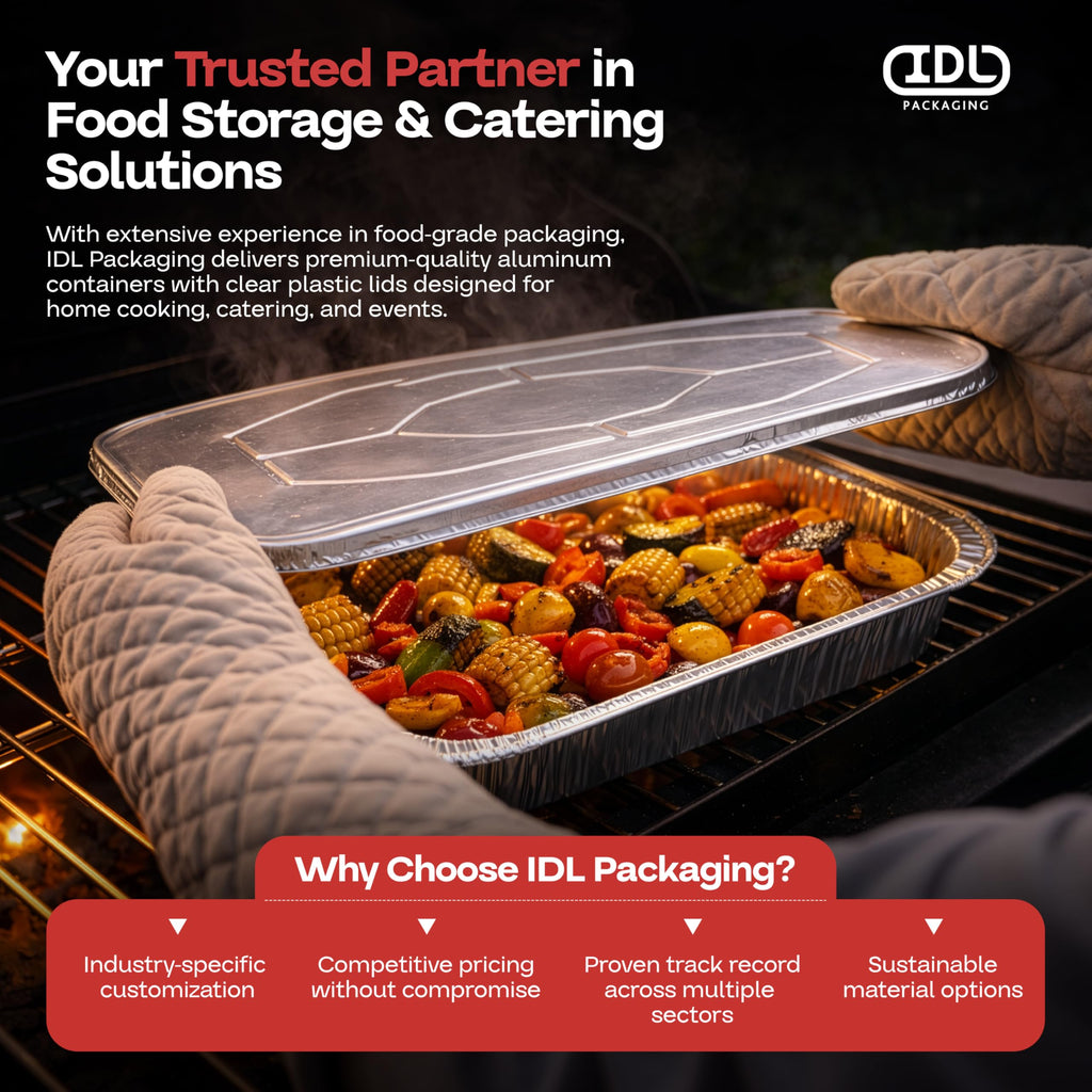 IDL Packaging Aluminum Foil Lids for Full Size Steam Table Pans - 21" x 13" (pack of 5) - Disposable Cover for Grill Pans - Oven & Freezer Safe - Durable Top for Foil Pan
