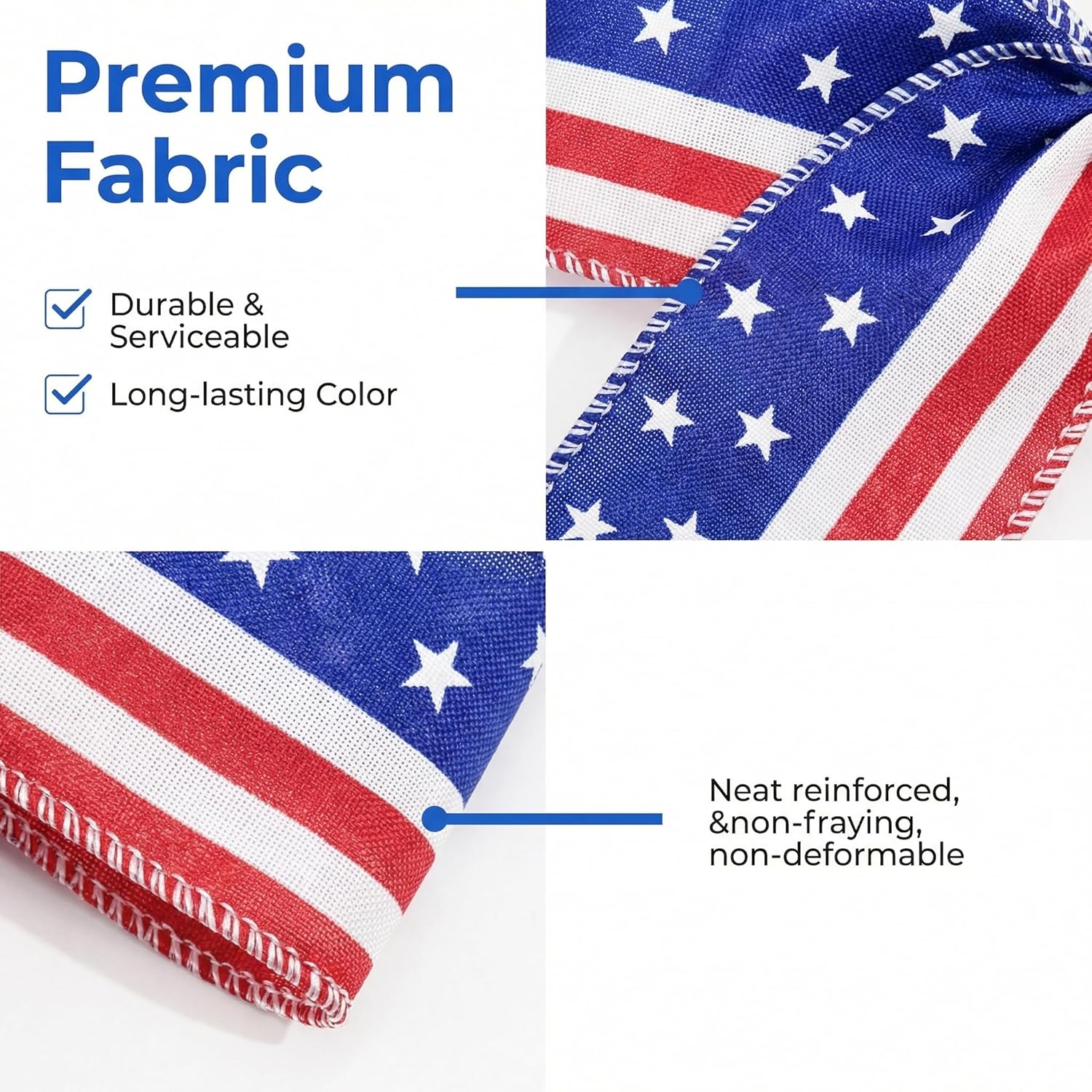 Patriotic USA Bows by 4th of July Decorations | 12-Pack Red, White & Blue Wreath Bows for Independence Day