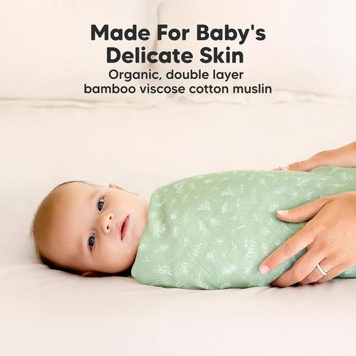 Bloom Organic Muslin Swaddle Blankets - Soft & Breathable 4-Pack for Newborn Boys & Girls