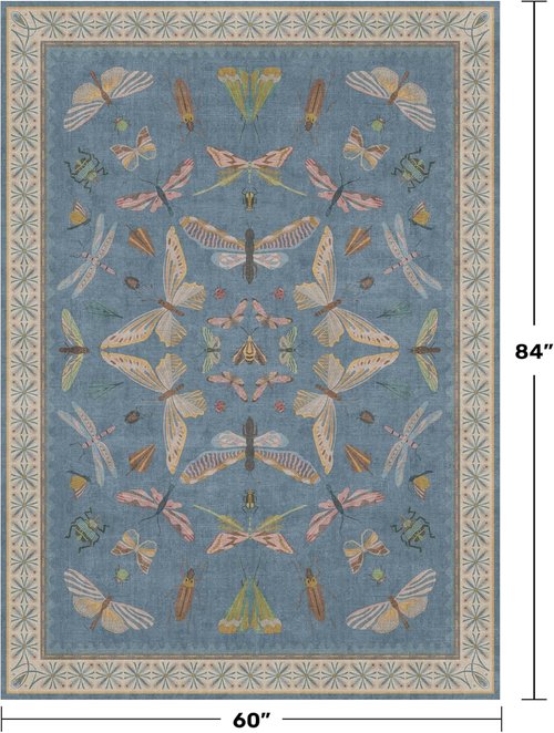 Blue Washable Kids Playroom Rug - Super Soft 5x7 Area Rug for Nursery & Toddler Room Decor
