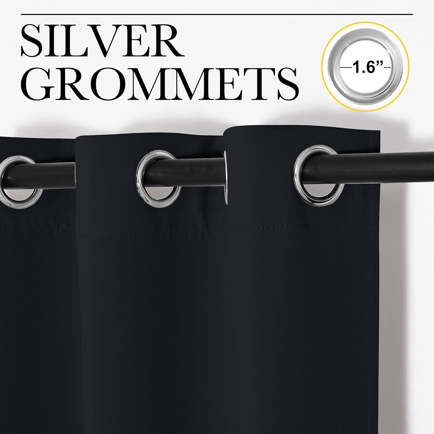 NICETOWN Blackout Curtain Shades - Thermal Insulated Grommet Drapes | 2 Panels, 55" x 94", Black